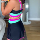 Mirela – Costum de baie 3 piese cu blocuri de culoare