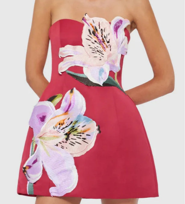 Narcisa – Rochie mini cu top tub brodat floral