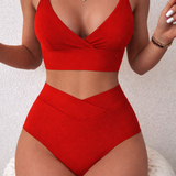Anișoara – Set bikini cu talie înaltă V-Wrap