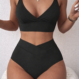 Anișoara – Set bikini cu talie înaltă V-Wrap