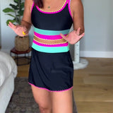 Mirela – Costum de baie 3 piese cu blocuri de culoare