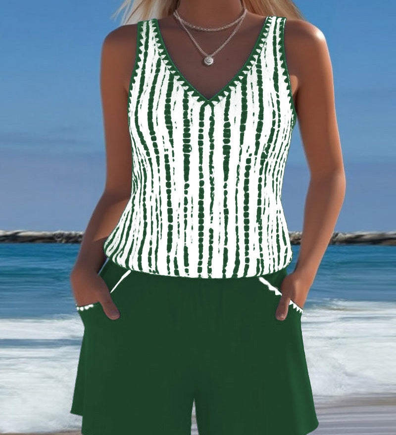 Petronela – Costum de baie casual cu imprimeu
