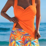 Minodora – Tankini elegant cu fustă tropicală