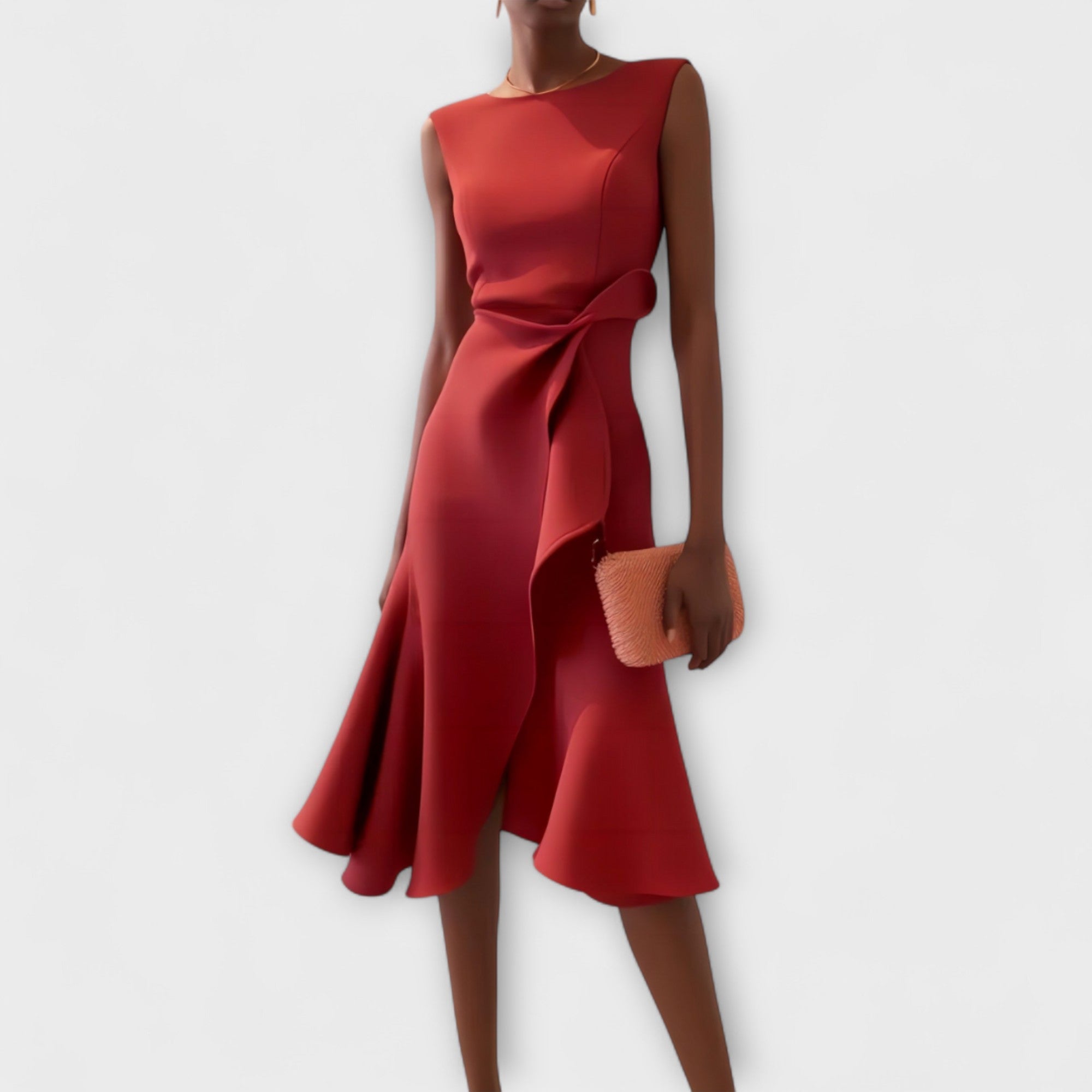 Delia – Rochie midi drapată asimetric
