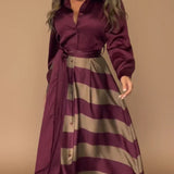 Mălina – Rochie elegantă cu imprimeu vertical în dungi