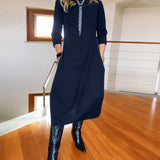 Nele – Rochie de Damă Midi Elegantă cu Mâneci 3/4 și Buzunare