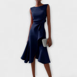 Delia – Rochie midi drapată asimetric