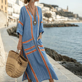 Miruna – Rochie Caftan albastră lucrată