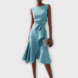 Delia – Rochie midi drapată asimetric