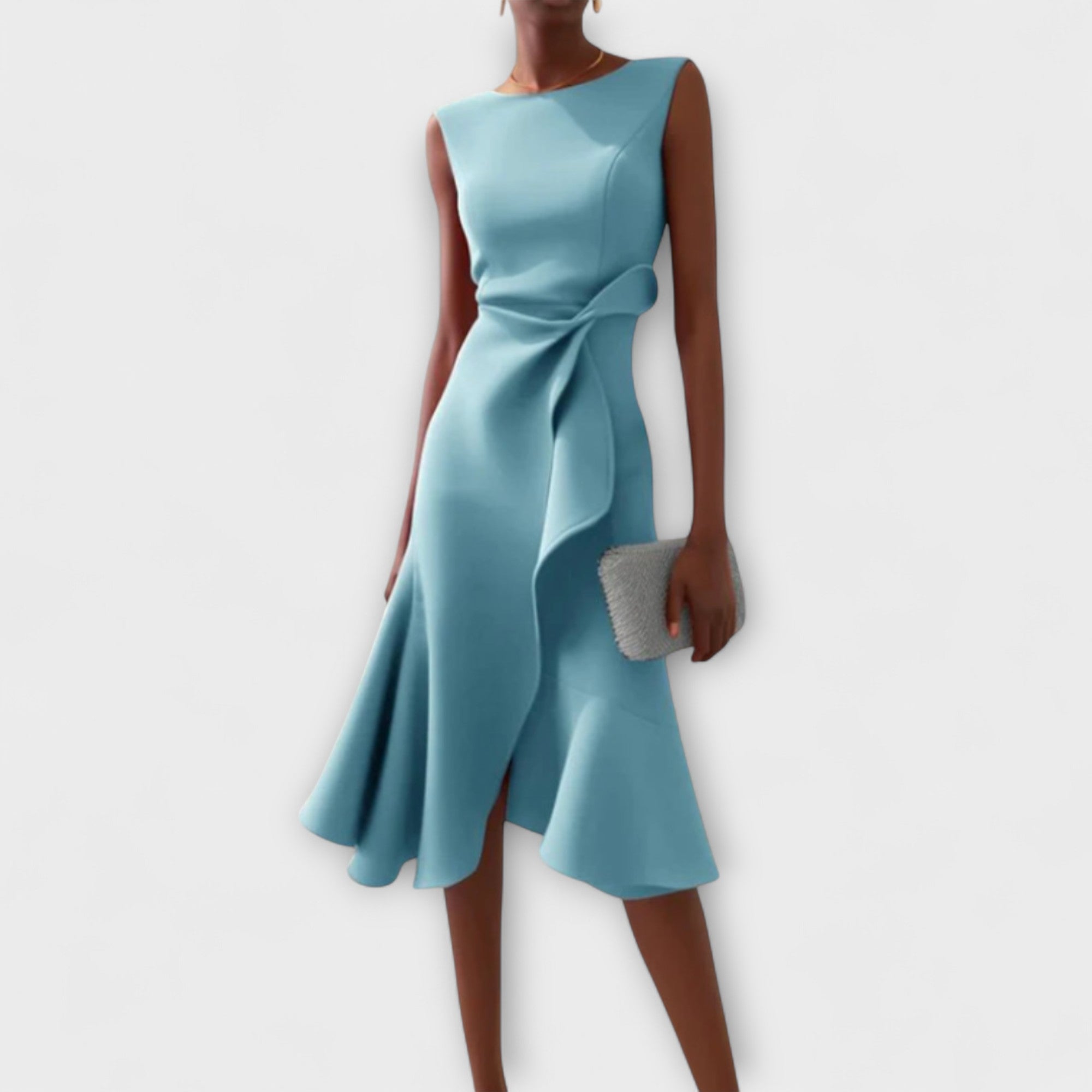 Delia – Rochie midi drapată asimetric