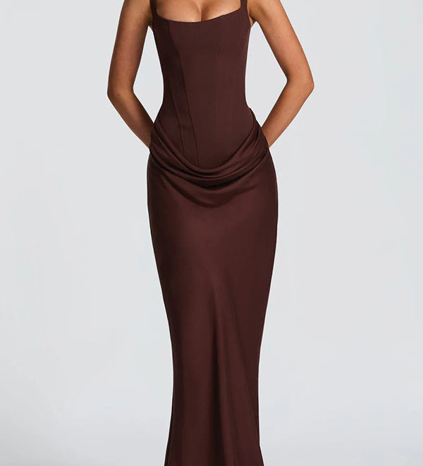 Corina – Rochie maxi cu decolteu pătrat