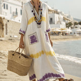 Dorina – Rochie Caftan purpuriu și mimosa