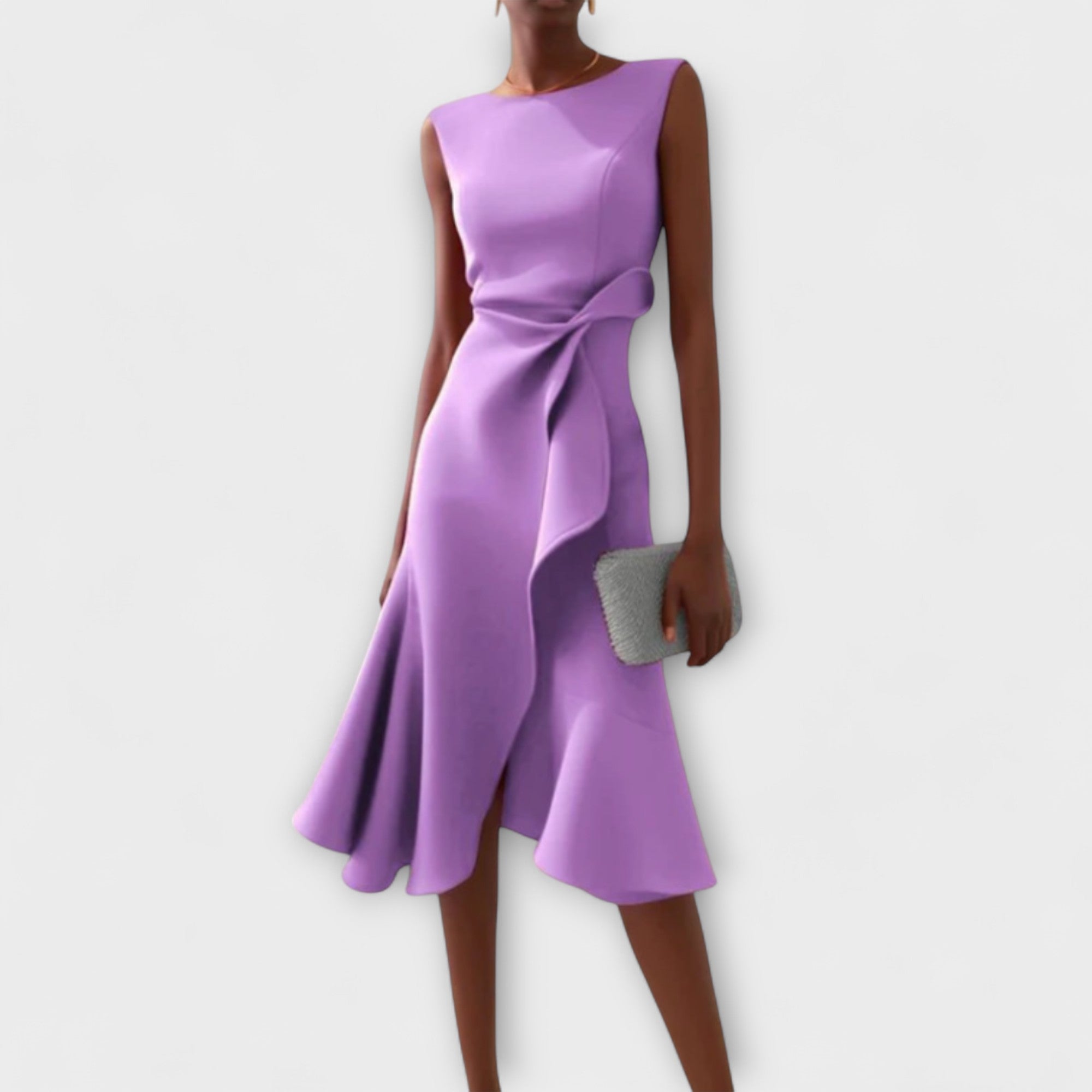 Delia – Rochie midi drapată asimetric