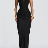 Corina – Rochie maxi cu decolteu pătrat