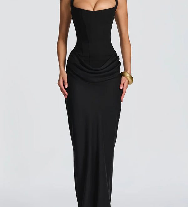 Corina – Rochie maxi cu decolteu pătrat