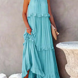 Sorina – Rochie maxi cu bretele și volane