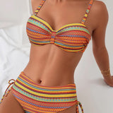 Delia – Costum de baie din două piese cu imprimeu în dungi