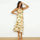 Felicia – Rochie maxi asimetrică cu model floral delicat