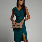 Celina – Rochie de Cocktail Plisată cu Decolteu în V