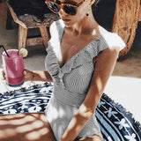 Iustina – Costum de baie elegant de vară cu dungi