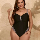 Liliana – Costum de baie cu imprimeu leopard negru