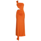 Sava – Rochie maxi cu talie drapată și fustă amplă
