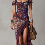 Paula – Rochie maxi leopard floral
