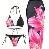 Bogdana – Bikini triunghi cu imprimeu lotus