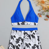 Emilia – Set Bikini cu Top Halter și Șorturi cu Talie Înaltă