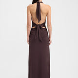 Estera – Rochie maxi cu bretele halter și decolteu în V