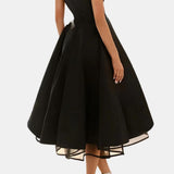 Virginia – Rochie midi cu corset încrucișat și fustă evazată