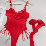 Irina – Body transparent din dantelă cu model floral