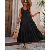 Elvira – Rochie maxi fluidă fără mâneci