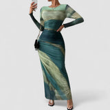 Yanisha – Rochie Damă Elegantă Maxi cu Mâneci Lungă și Croi Ajustat