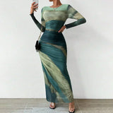 Yanisha – Rochie Damă Elegantă Maxi cu Mâneci Lungă și Croi Ajustat