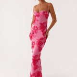 Iustina – Rochie maxi brodată în nuanță de roz