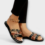 Mona – Sandale slide cu imprimeu leopard