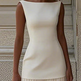 Lucia – Rochie lungă plisată cu decolteu barcă