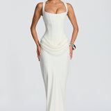 Corina – Rochie maxi cu decolteu pătrat