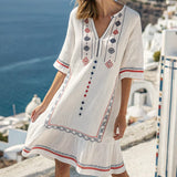 Mioara – Rochie Caftan folclorică albă