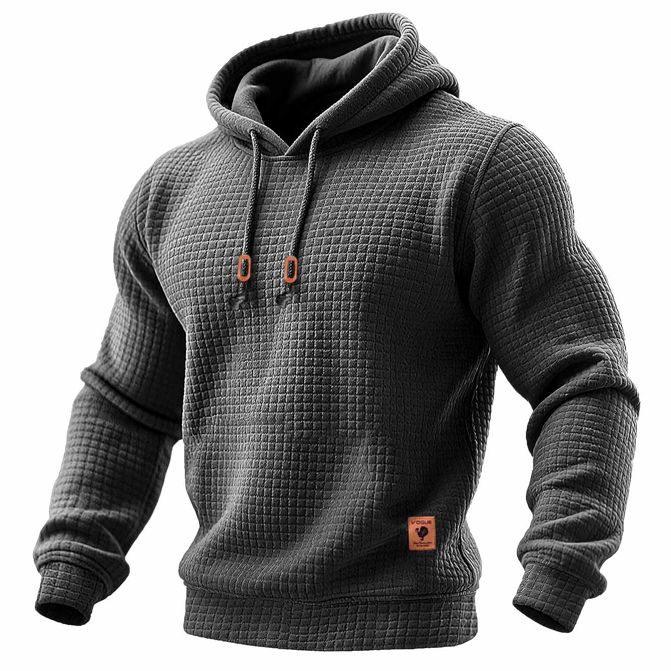 Daniel - Tricou sportiv pentru bărbați, cu mâneci lungi, din material texturat, cu glugă