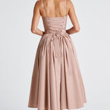 Ionela – Rochie midi cu top ajustat și fustă voluminoasă