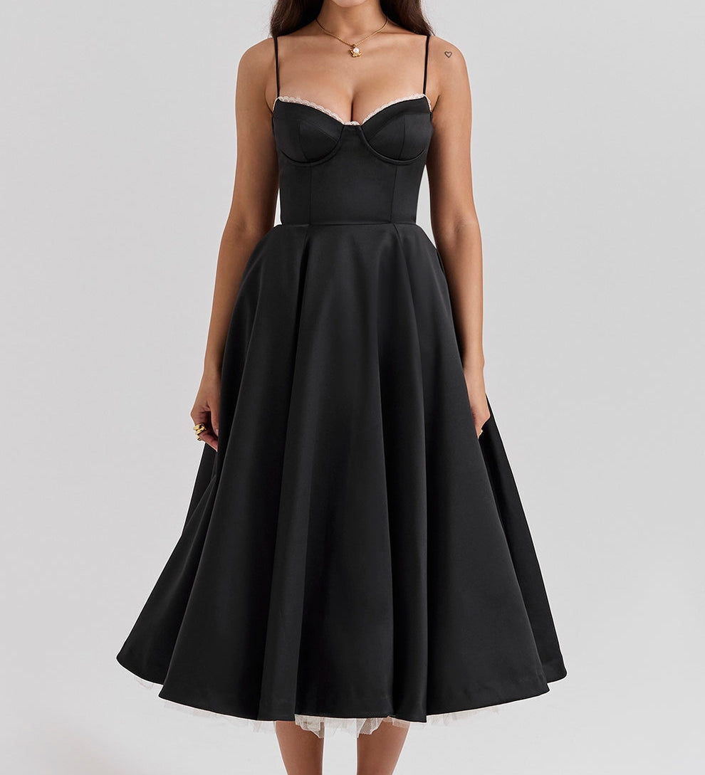 Raluca – Rochie midi din tul cu fustă amplă