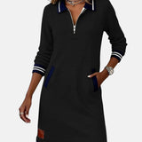 Jeanne - Rochie Elegantă din Bumbac cu Mâneci Lungi