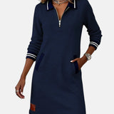 Jeanne - Rochie Elegantă din Bumbac cu Mâneci Lungi